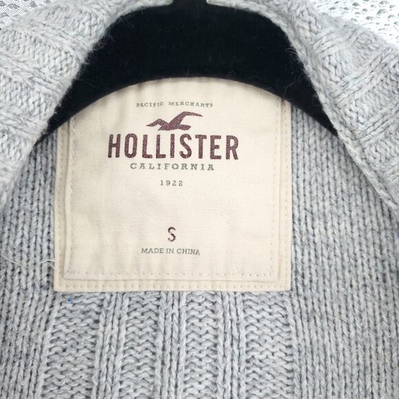 Hollister Women Gray Angora Blend OpenFront Draped Cableknit Mock Neck Cardi| S - Picture 2 of 10